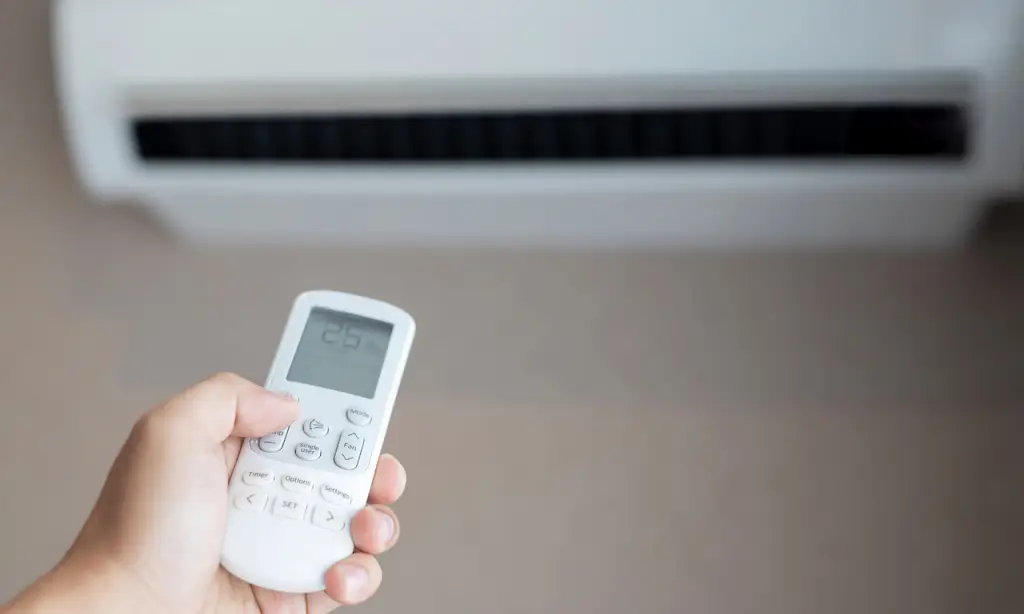 Immagine di una mano con telecomando di un condizionatore